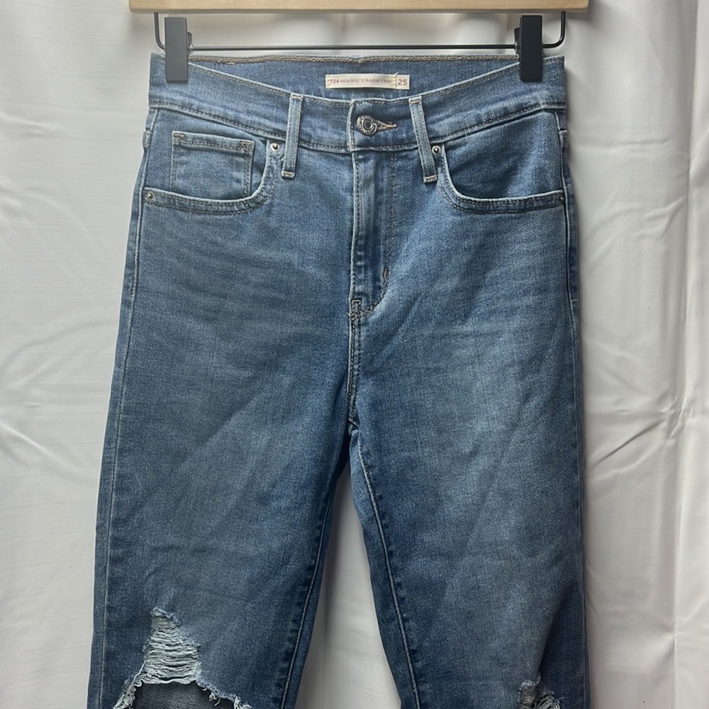 - Levi’s Light Wash 724 High Rise Straight Crop Jeans- 25 - Picture 2 of 5